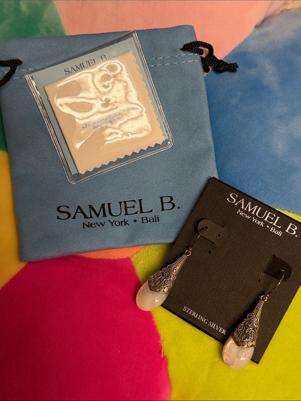 NWT Samuel B. Mother of Pearl Drop Earrings Sterling Silver